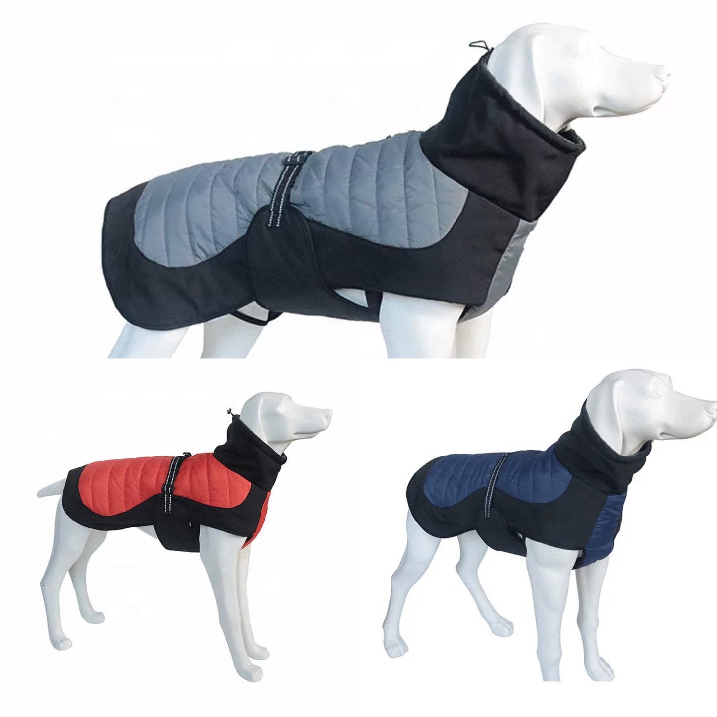 Stylish Coat for Large Dogs. Easy Fit, Built -In Harness